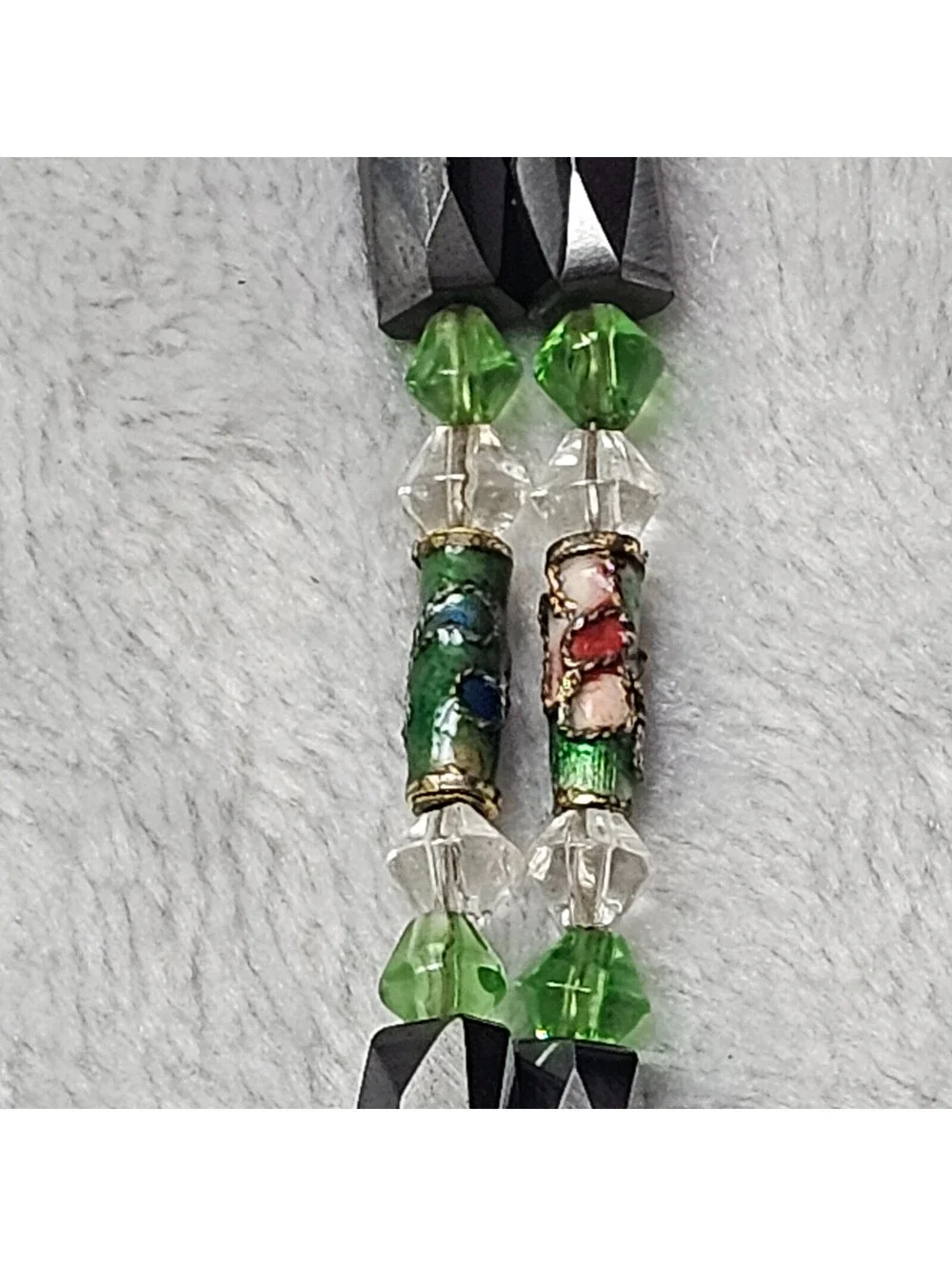 Vintage Cloisonné Hematite Bead Strand 47